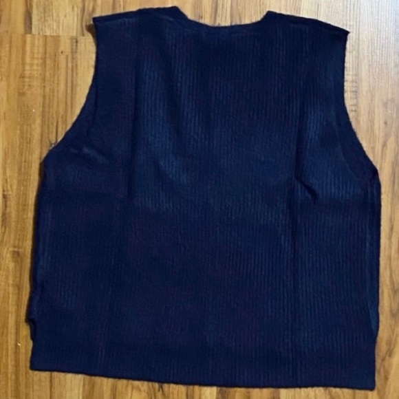 Navy V-Neck Cable Knit Sweater Vest - Picture 3 of 8